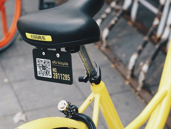QR codes unlocks on bicycles in China