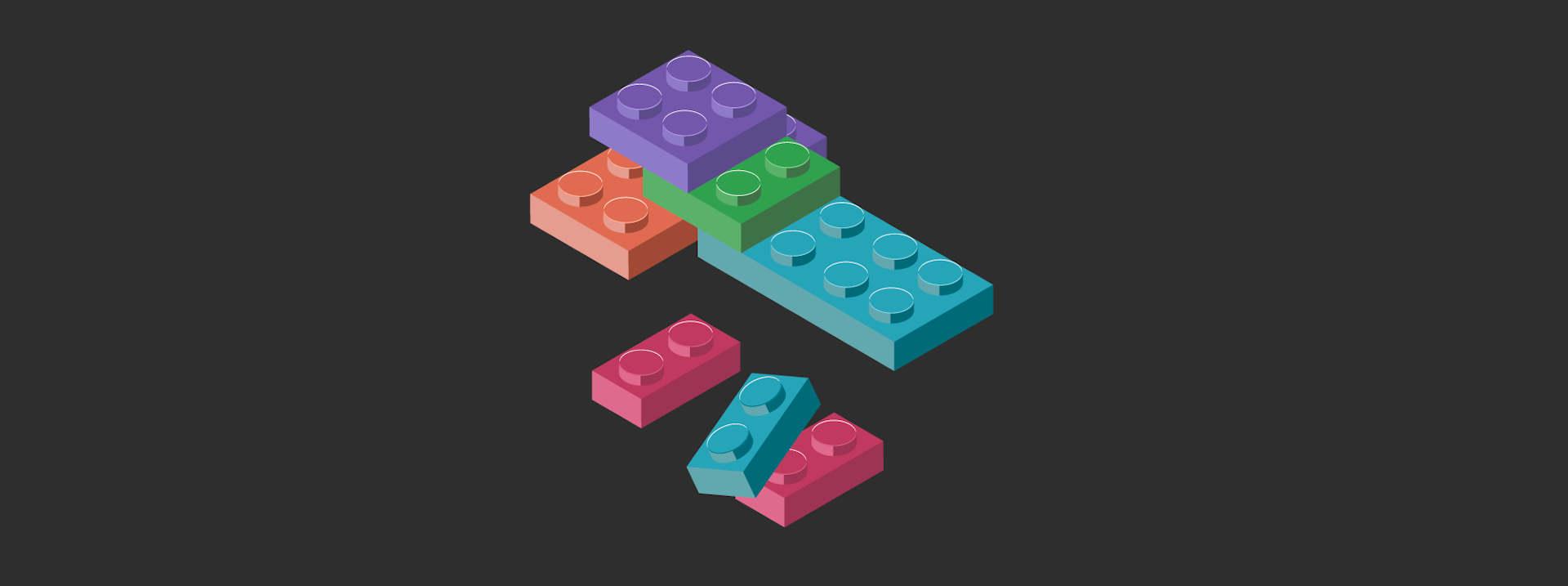 A series of lego blocks connected together.