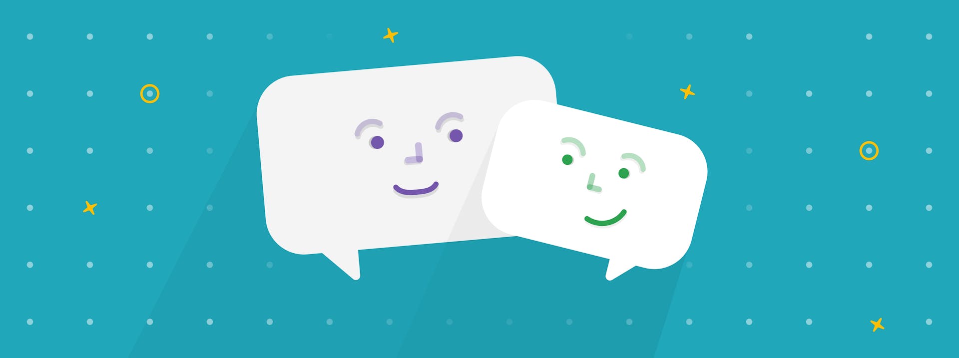 Illustration of two speech bubbles smiling at each other