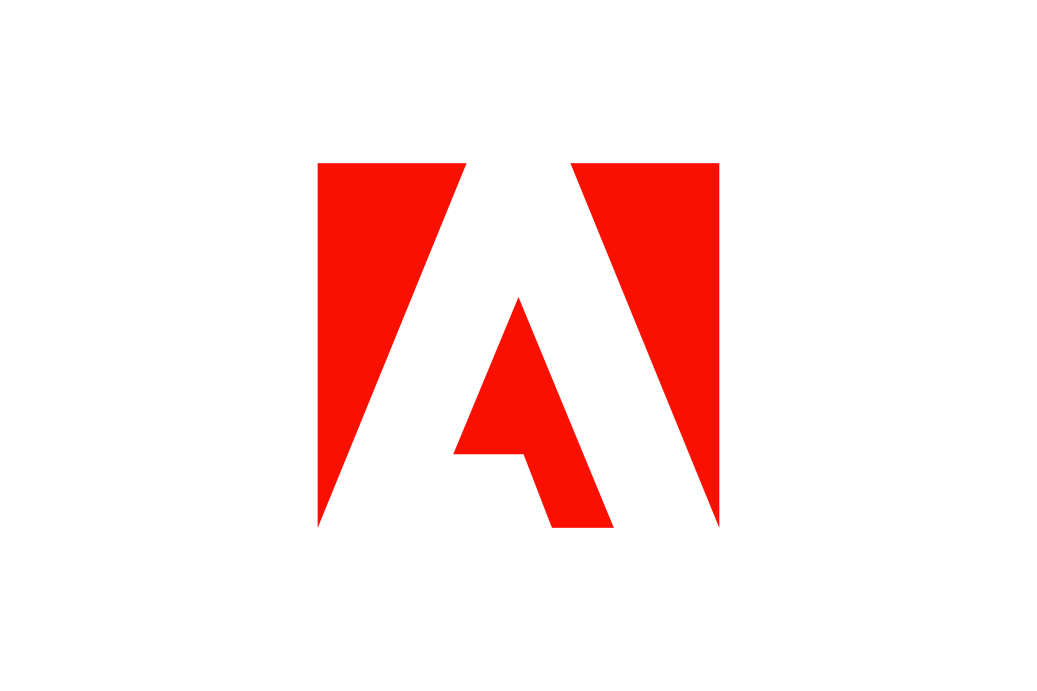 Adobe logo in red on a white background.