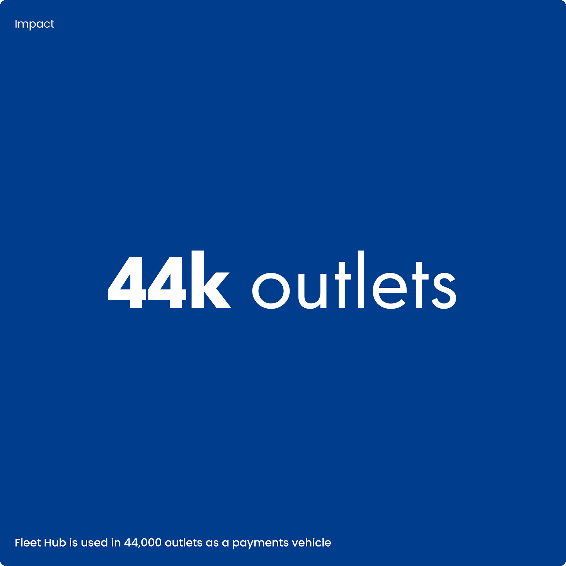 On a blue background, white letters say "44k outlets"