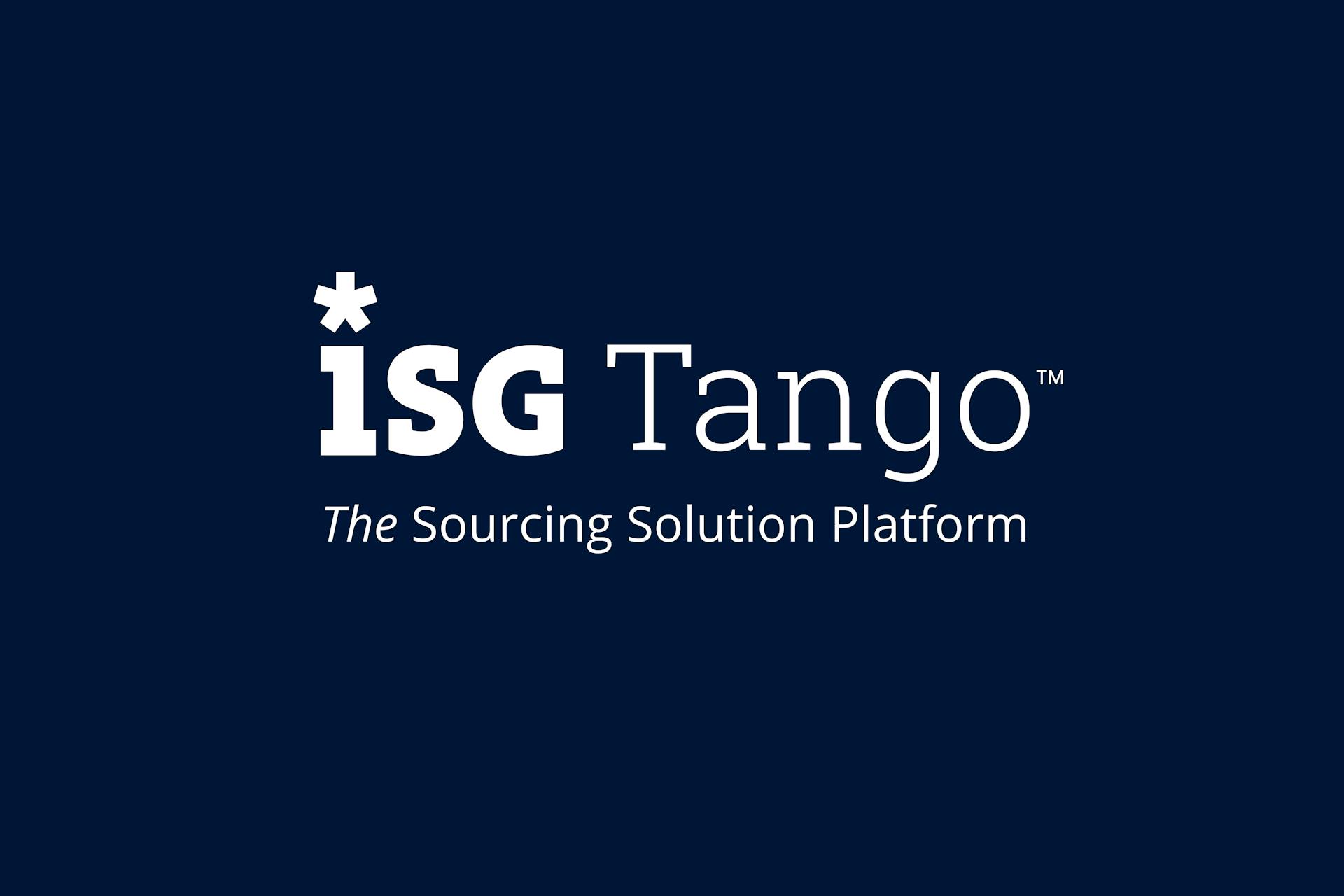 White text on a dark blue background reads "iSG Tango, The Sourcing Solution Platform"