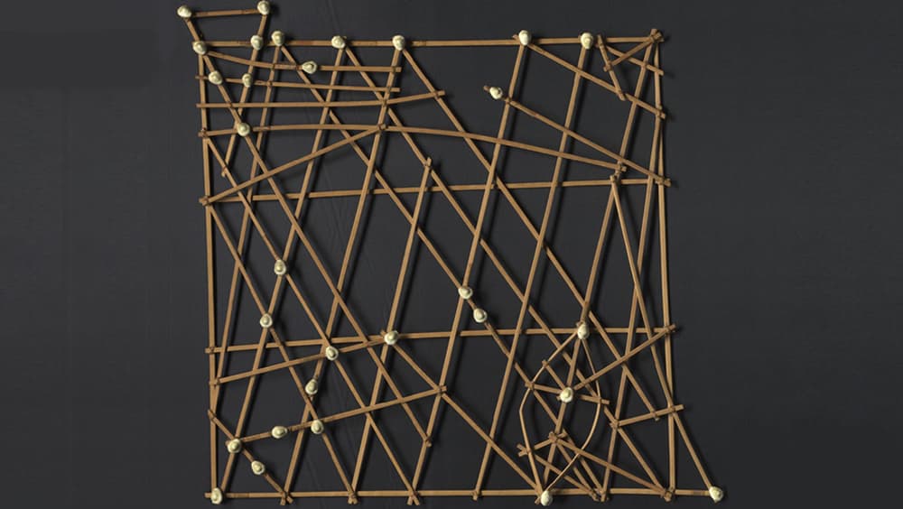A complex stick chart that was used to navigate the pacific ocean A complex stick chart that was used to navigate the pacific ocean