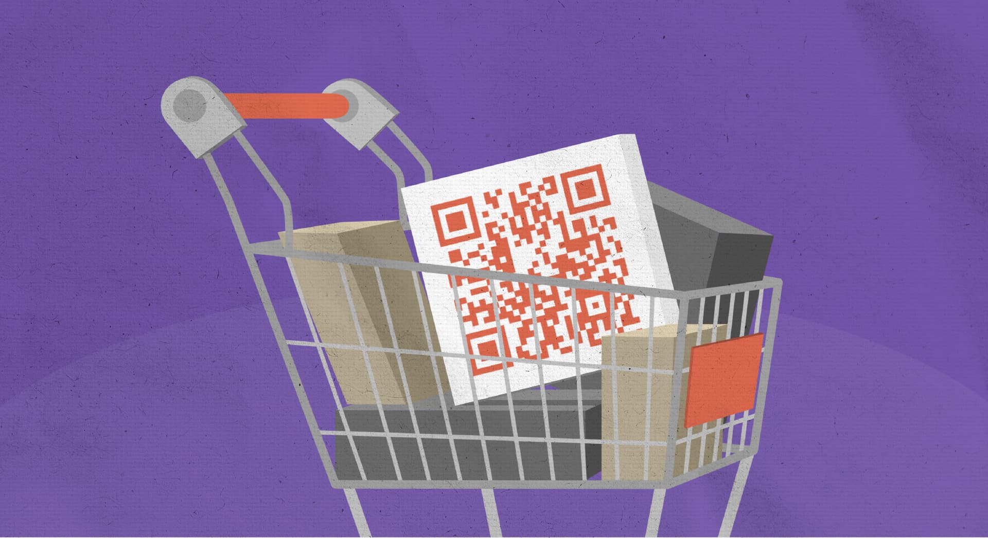 A QR code in a shopping trolley. A QR code in a shopping trolley.