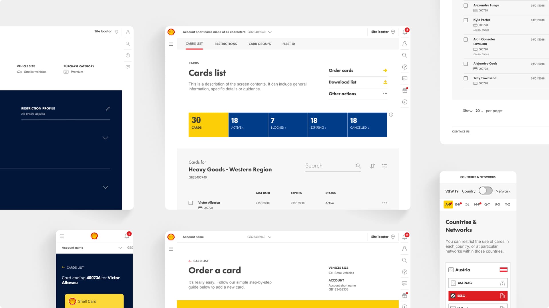 A selection of screenshots from the shell fleet hub app A selection of screenshots from the shell fleet hub app